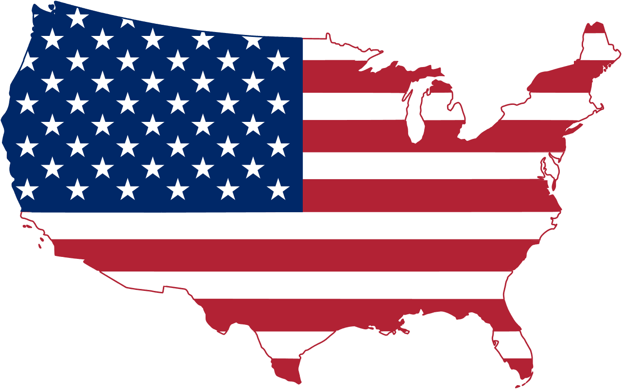 United States map with American flag pattern